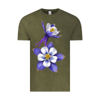 Vintage Olive Colorado Rocky Mountain Columbine Flower Vintage Tee - RanaPortraitStore