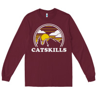 Burgundy catskills new york vintage Long Sleeve Tee - linhVisuals