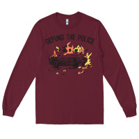 Burgundy defund the police Long Sleeve Tee - linhVisuals