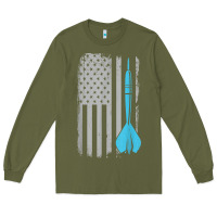 Army Green throwing darts   vintage usa american flag for dart players t shirt Long Sleeve Tee - linhVisuals