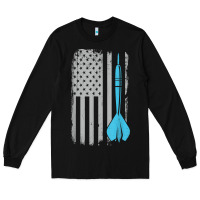 Black throwing darts   vintage usa american flag for dart players t shirt Long Sleeve Tee - linhVisuals