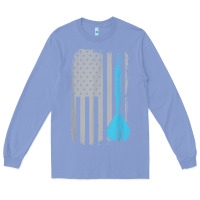 Colony Blue throwing darts   vintage usa american flag for dart players t shirt Long Sleeve Tee - linhVisuals