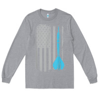 Heather Grey throwing darts   vintage usa american flag for dart players t shirt Long Sleeve Tee - linhVisuals