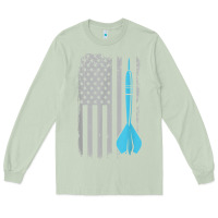Matcha throwing darts   vintage usa american flag for dart players t shirt Long Sleeve Tee - linhVisuals