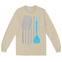Mushroom throwing darts   vintage usa american flag for dart players t shirt Long Sleeve Tee - linhVisuals