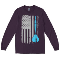 Plum throwing darts   vintage usa american flag for dart players t shirt Long Sleeve Tee - linhVisuals
