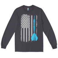 Smoke throwing darts   vintage usa american flag for dart players t shirt Long Sleeve Tee - linhVisuals