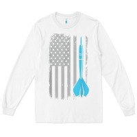 White throwing darts   vintage usa american flag for dart players t shirt Long Sleeve Tee - linhVisuals