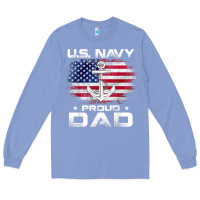 Colony Blue u.s navy proud dad with american flag gift veteran day t shirt Long Sleeve Tee - linhVisuals