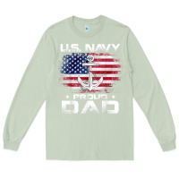 Matcha u.s navy proud dad with american flag gift veteran day t shirt Long Sleeve Tee - linhVisuals