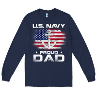 Navy u.s navy proud dad with american flag gift veteran day t shirt Long Sleeve Tee - linhVisuals