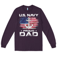 U.s Navy Proud Dad With American Flag Gift Veteran Day T Shirt Long Sleeve Tee | Teevron