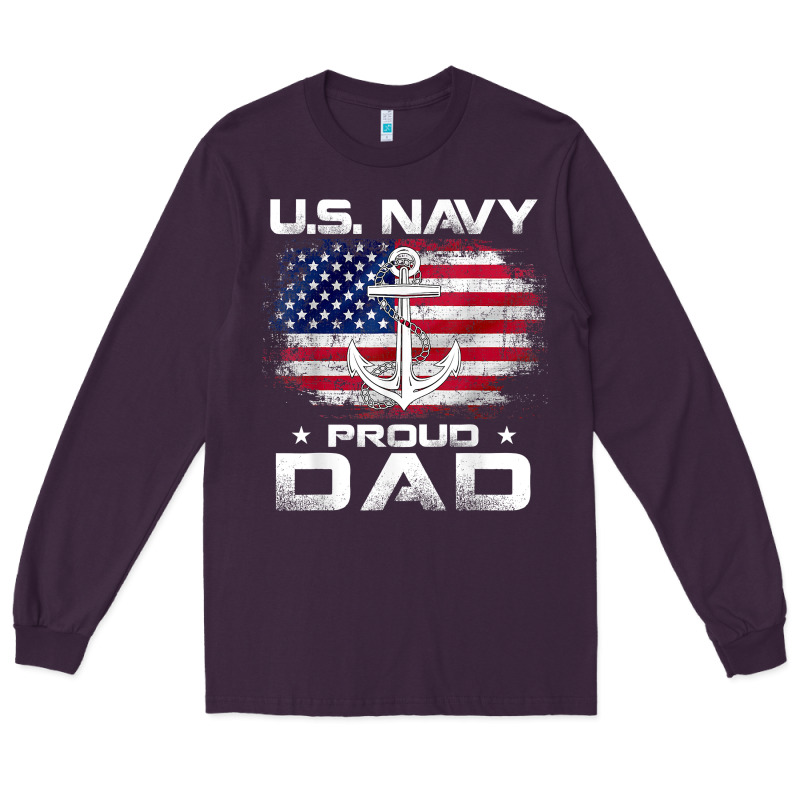 U.s Navy Proud Dad With American Flag Gift Veteran Day T Shirt Long Sleeve Tee by linhVisuals | Teevron