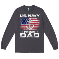 Smoke u.s navy proud dad with american flag gift veteran day t shirt Long Sleeve Tee - linhVisuals