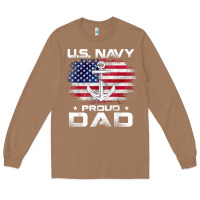 Toasted Coconut u.s navy proud dad with american flag gift veteran day t shirt Long Sleeve Tee - linhVisuals