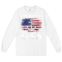White u.s navy proud dad with american flag gift veteran day t shirt Long Sleeve Tee - linhVisuals
