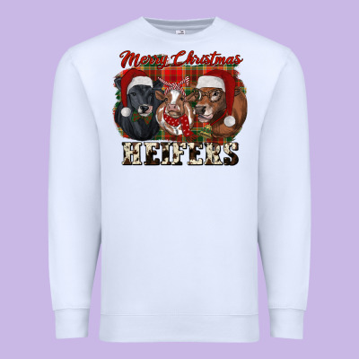 Merry Christmas Heifers Premium Sweatshirt Designed By Ranaportraitstore