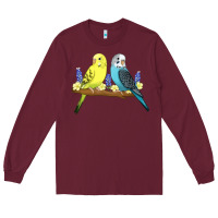 Burgundy cute budgies Long Sleeve Tee - linhVisuals
