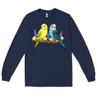 Navy cute budgies Long Sleeve Tee - linhVisuals