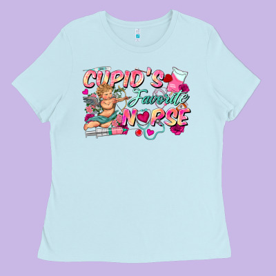 Cupid's Favorite Nurse Ladies Tee Designed By Fadigitalartstudio
