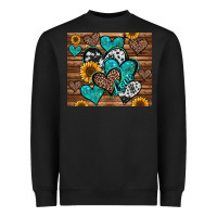 Black turquoise sunflower hearts Heavyweight Sweatshirt - Jasminsmagicworld