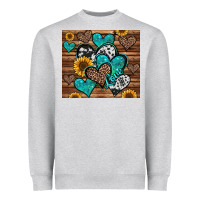Turquoise Sunflower Hearts Heavyweight Sweatshirt | Teevron