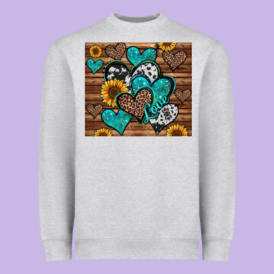 Turquoise Sunflower Hearts Heavyweight Sweatshirt Designed By Jasminsmagicworld