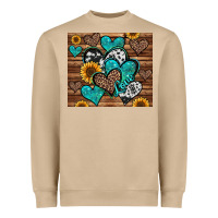 Mushroom turquoise sunflower hearts Heavyweight Sweatshirt - Jasminsmagicworld