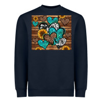 Navy turquoise sunflower hearts Heavyweight Sweatshirt - Jasminsmagicworld