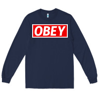 Navy obey Long Sleeve Tee - linhVisuals