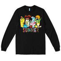 Black hello summer drink Long Sleeve Tee - CowhideDigitalArt