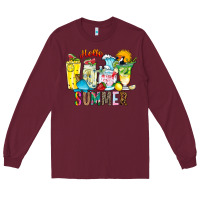 Burgundy hello summer drink Long Sleeve Tee - CowhideDigitalArt