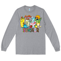 Heather Grey hello summer drink Long Sleeve Tee - CowhideDigitalArt
