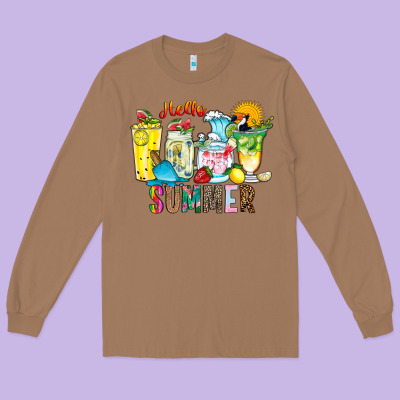 Hello Summer Drink Long Sleeve Tee Designed By Cowhidedigitalart