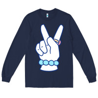 Navy girl peace sign Long Sleeve Tee - linhVisuals