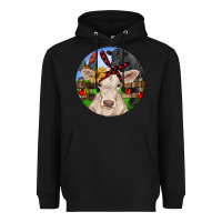 Black Christmas Charolais Calf Black Angus Bull And Roos Heavyweight Hoodie - RanaPortraitStore
