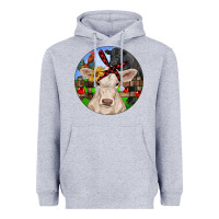 Heather Grey Christmas Charolais Calf Black Angus Bull And Roos Heavyweight Hoodie - RanaPortraitStore