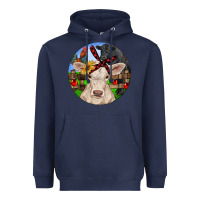 Navy Christmas Charolais Calf Black Angus Bull And Roos Heavyweight Hoodie - RanaPortraitStore