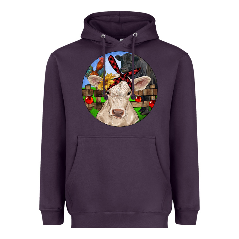 Christmas Charolais Calf Black Angus Bull And Roos Heavyweight Hoodie by RanaPortraitStore | Teevron