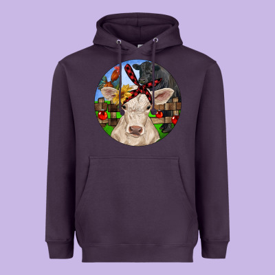 Christmas Charolais Calf Black Angus Bull And Roos Heavyweight Hoodie Designed By Ranaportraitstore