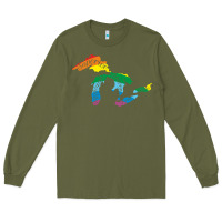Army Green all michigan great lakes rainbow colors Long Sleeve Tee - linhVisuals