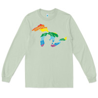 Matcha all michigan great lakes rainbow colors Long Sleeve Tee - linhVisuals