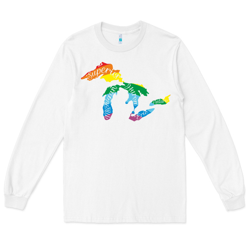 All Michigan Great Lakes Rainbow Colors Long Sleeve Tee by linhVisuals | Teevron