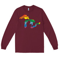Burgundy all michigan great lakes rainbow colors Long Sleeve Tee - linhVisuals