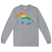 Heather Grey all michigan great lakes rainbow colors Long Sleeve Tee - linhVisuals