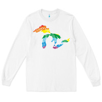 All Michigan Great Lakes Rainbow Colors Long Sleeve Tee | Teevron