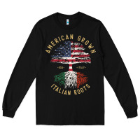 Black american grown italian roots italy flag vintage tree Long Sleeve Tee - linhVisuals
