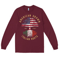 American Grown Italian Roots Italy Flag Vintage Tree Long Sleeve Tee | Teevron