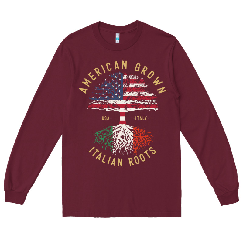 American Grown Italian Roots Italy Flag Vintage Tree Long Sleeve Tee by linhVisuals | Teevron