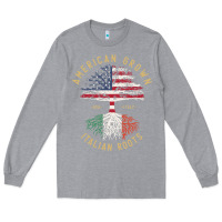 Heather Grey american grown italian roots italy flag vintage tree Long Sleeve Tee - linhVisuals